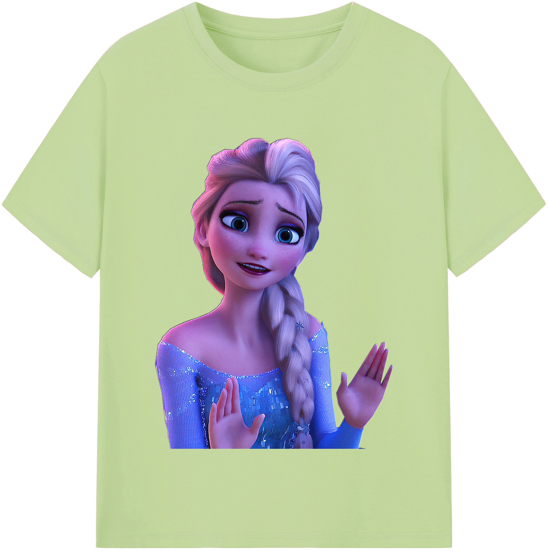 （画像用） アナと雪の女王 アンナ エルサ Frozen Anna Elsa 綿100％半袖Tシャツ（フロントプリント）
